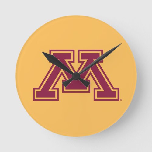 Minnesota Maroon and Gold M Round Clock
