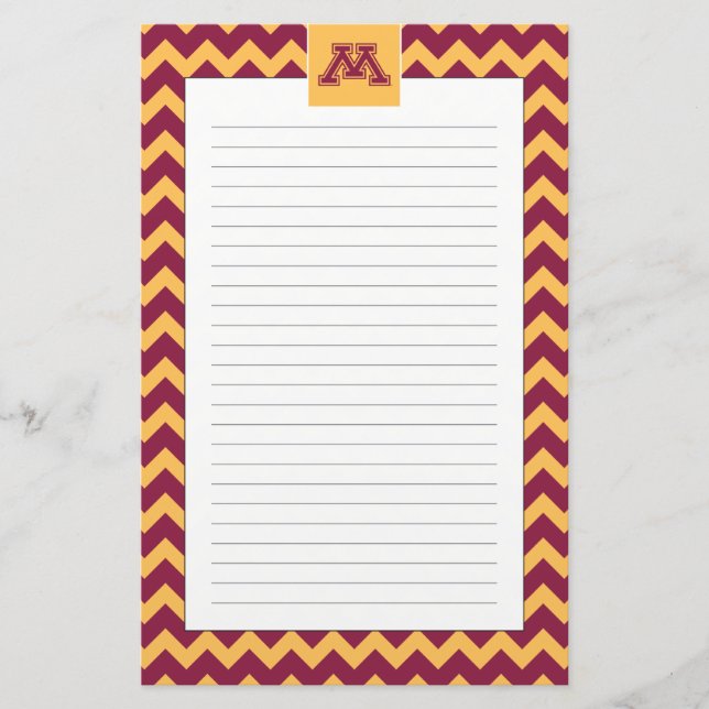 Minnesota Maroon and Gold M Stationery (Front)