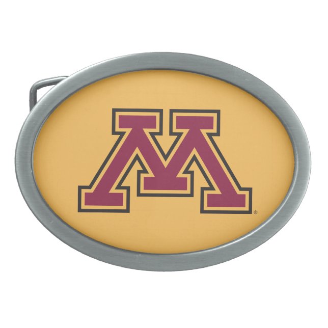 Minnesota Maroon & Gold M Belt Buckle (Front)