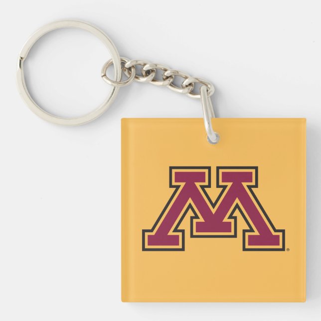 Minnesota Maroon & Gold M Keychain (Front)