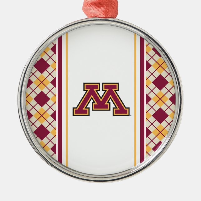 Minnesota Maroon & Gold M Metal Ornament (Front)