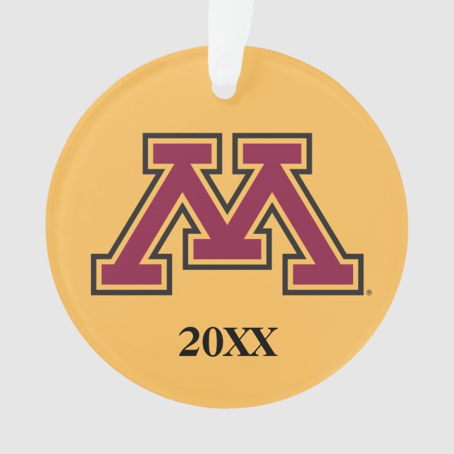 Minnesota Maroon & Gold M Ornament (Front)