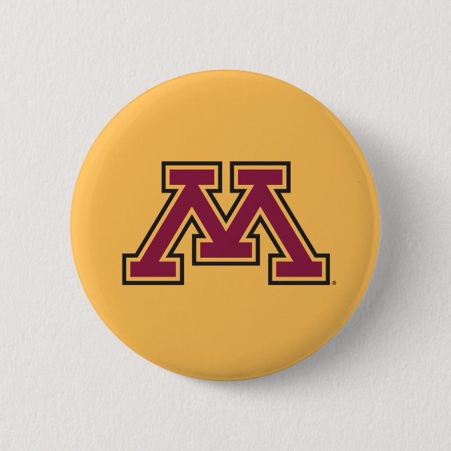 Minnesota Maroon & Gold M Pinback Button (Front)