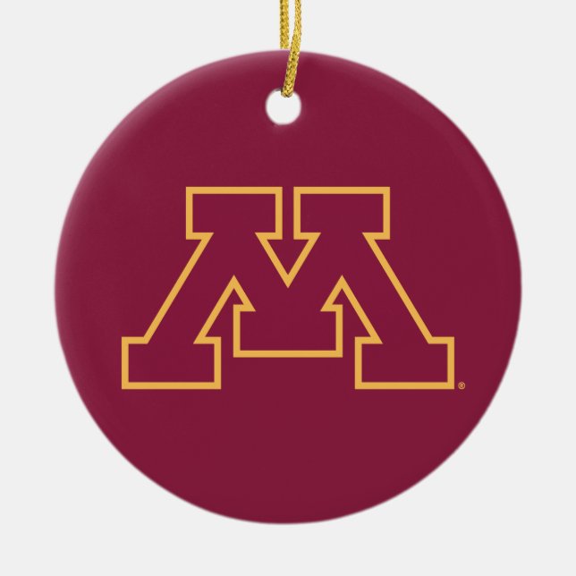 Minnesota Maroon M Ceramic Ornament (Front)