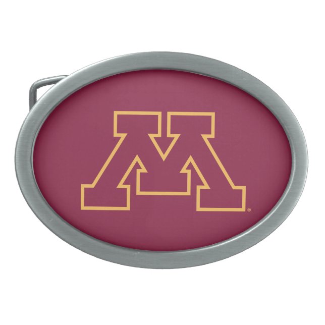 Minnesota Maroon M Oval Belt Buckle (Front)