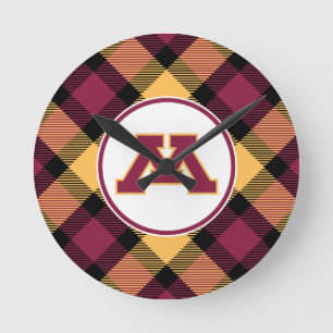Minnesota Maroon M Round Clock