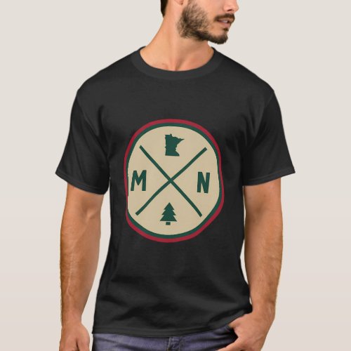 Minnesota Mn Circle Patch Red And Green T_Shirt
