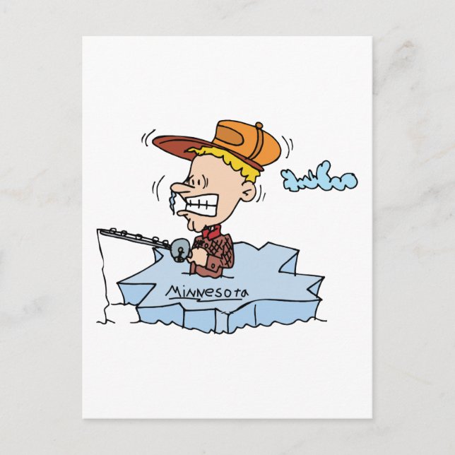 Minnesota MN Ice Fishing Vintage Travel Souvenir Postcard (Front)