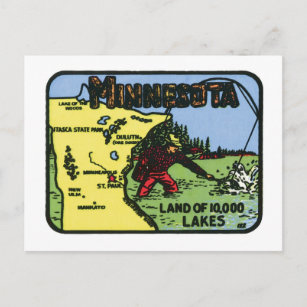 Minnesota MN Vintage Label Postcard