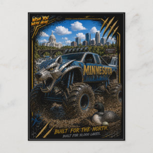 Minnesota Monster Truck Off Road Art Postcard