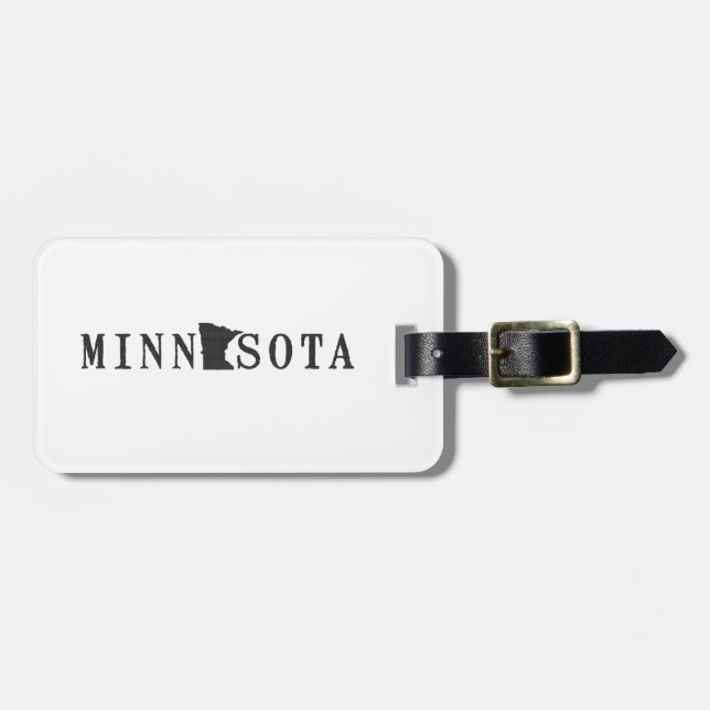 Minnesota Name with State Shaped Letter Luggage Tag (Front Horizontal)