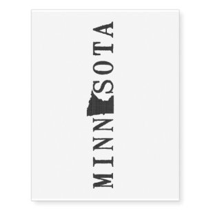 Minnesota Name with State Shaped Letter Temporary Tattoos
