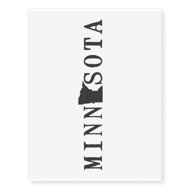 Minnesota Name with State Shaped Letter Temporary Tattoos (Front)