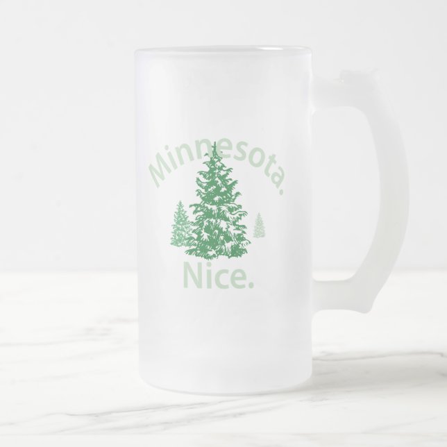 Minnesota Nice.  Period! Frosted Glass Beer Mug (Right)