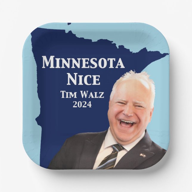 Minnesota Nice Tim Walz Paper Plates (Front)