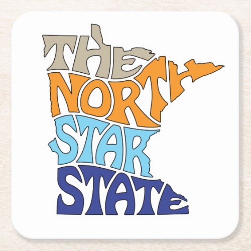 Minnesota Nickname Word Art Square Paper Coaster