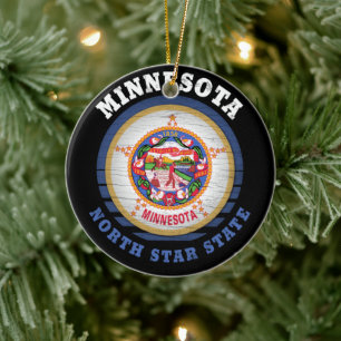 MINNESOTA NORTH STAR STATE FLAG CERAMIC ORNAMENT
