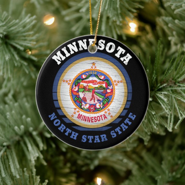MINNESOTA NORTH STAR STATE FLAG CERAMIC ORNAMENT (Tree)