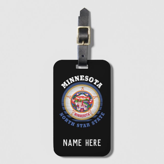 MINNESOTA NORTH STAR STATE FLAG LUGGAGE TAG (Front Vertical)