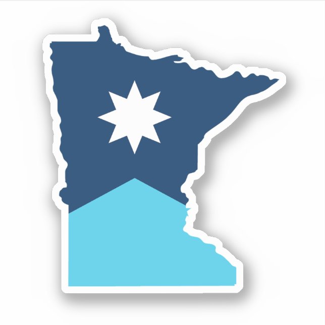 Minnesota North Star State Outline Flag Sticker (Front)