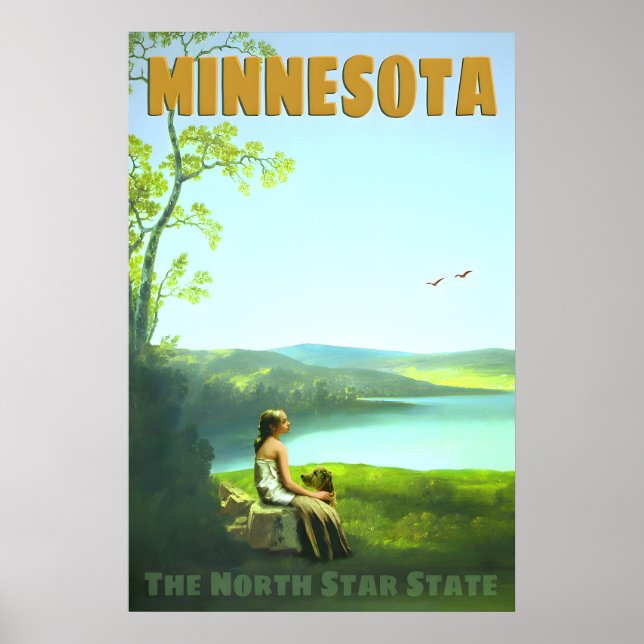 Minnesota North Star State Retro Travel Poster (Front)