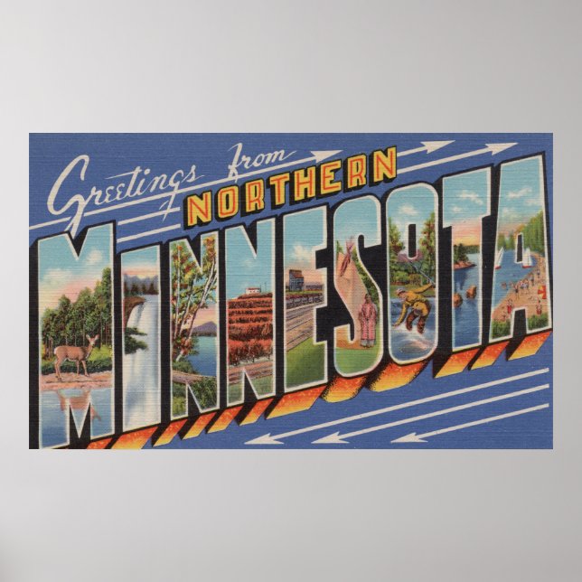 Minnesota (Northern) - Large Letter Scenes Poster (Front)