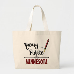 Minnesota Notary Public Ink Pen Large Tote Bag