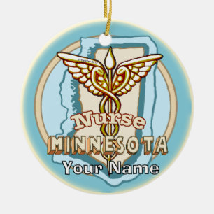 Minnesota Nurse Caduceus  Ceramic Ornament