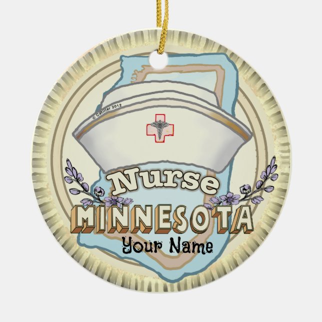 Minnesota Nurse Ceramic Ornament (Front)