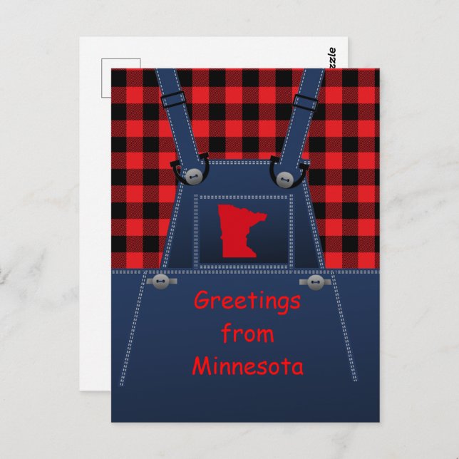 Minnesota Overalls Buffalo Plaid Postcard (Front/Back)