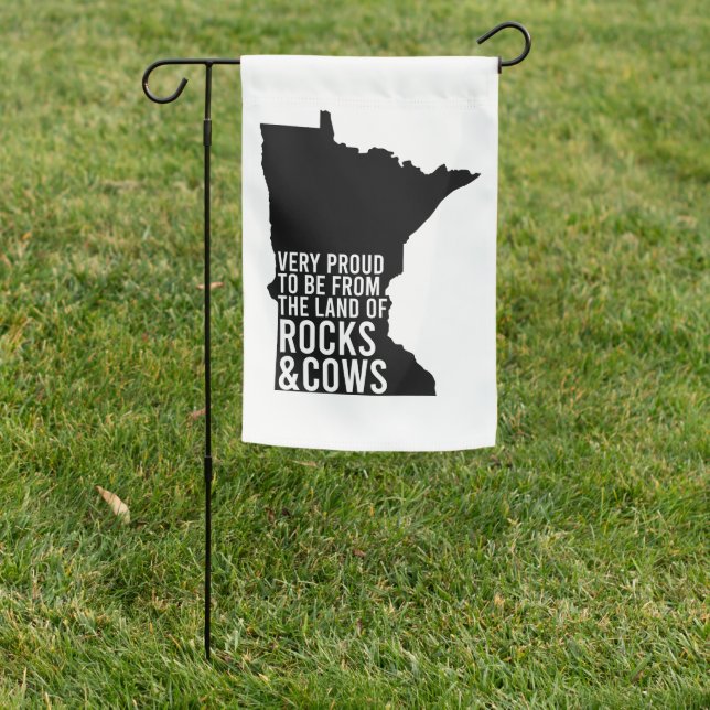 Minnesota Proud Rocks and Cows Funny Garden Flag (In SItu)