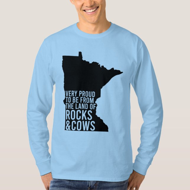 Minnesota Proud Rocks and Cows Funny T-Shirt (Front)