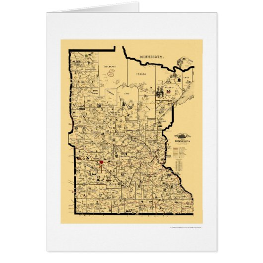 Minnesota Railroad Map 1897 Cards (Front)