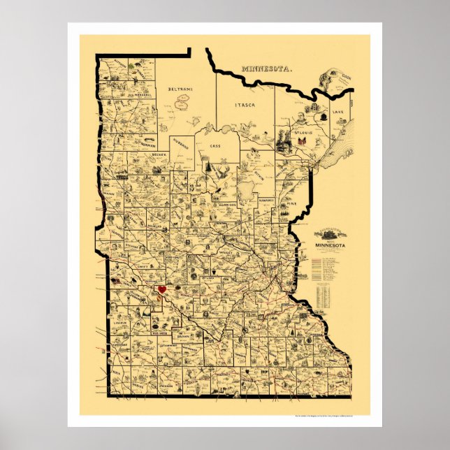 Minnesota Railroad Map 1897 Poster (Front)
