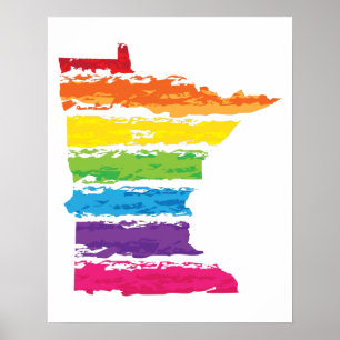 minnesota rainbow strokes poster