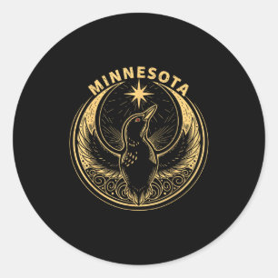 Minnesota rebel loon new mn state flag classic round sticker