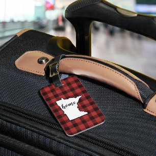 Minnesota Red & Black Buffalo Plaid Home State Luggage Tag