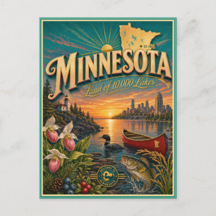 Minnesota Retro Travel Souvenir Postcard