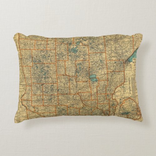 Minnesota road map decorative pillow