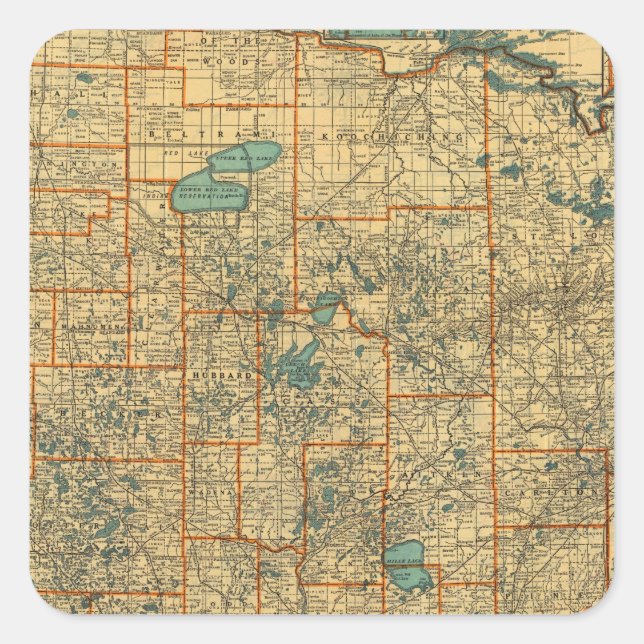 Minnesota road map square sticker (Front)