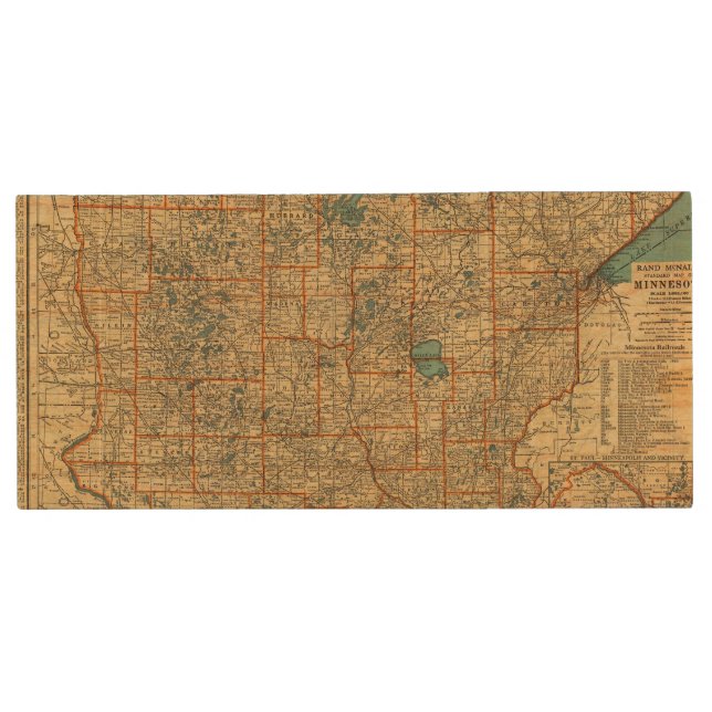 Minnesota road map wood flash drive (Front)