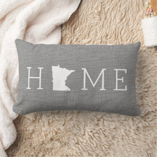 Minnesota Rustic Gray Home State Throw Pillow
