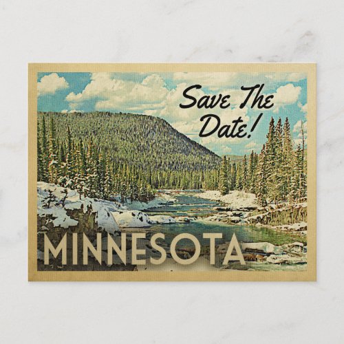 Minnesota Save The Date Mountains River Snow Announcement Postcard