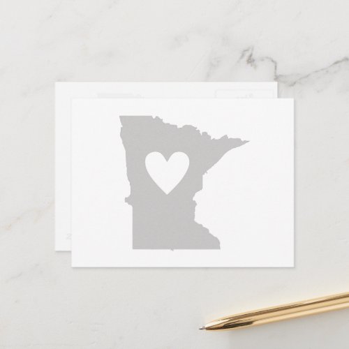 Minnesota Shaped Gray Heart Minnesotan Love Adore Postcard