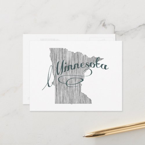 Minnesota Shaped Vintage Gray Typography Name Postcard