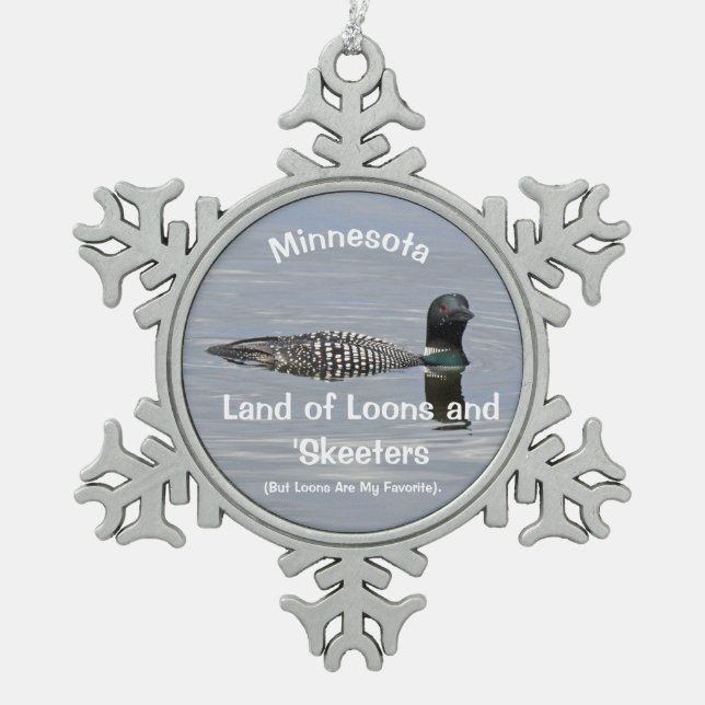 Minnesota Snowflake Pewter Christmas Ornament (Front)