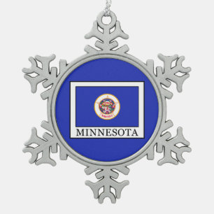 Minnesota Snowflake Pewter Christmas Ornament