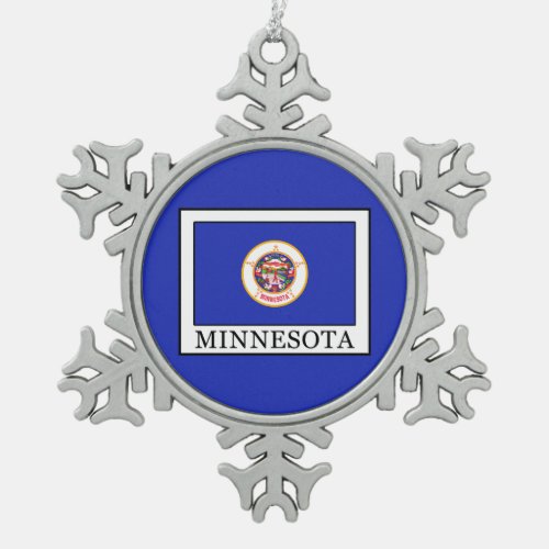 Minnesota Snowflake Pewter Christmas Ornament