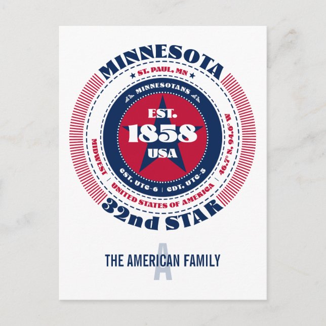 Minnesota, St. Paul, MN, Patriotic, Monogram Postcard (Front)