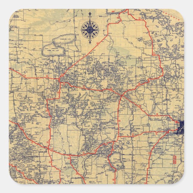 Minnesota standard map square sticker (Front)